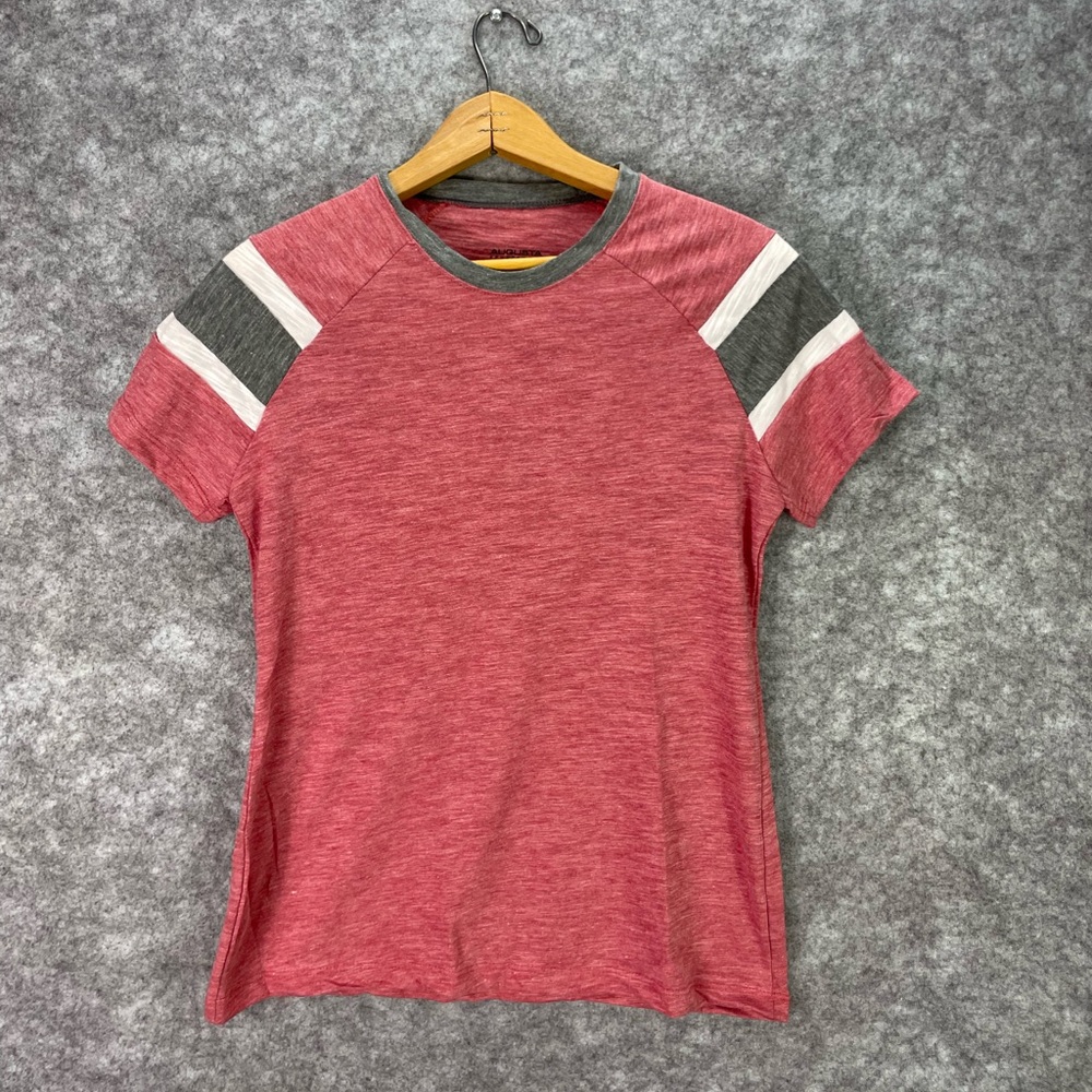 Augusta Sportswear Shirt Womens XS Red Raglan Stripe Short Sleeve Jersey Tee.